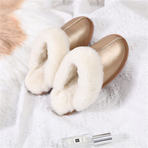 Womens Wool Slippers Genuine Leather Fur Integrated Waterproof Non-Slip Cover Head Winter New Couple Style Comfortable Flat Heel