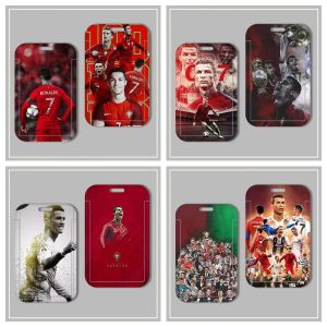 permit Card certificate holder Case Chest Card Student Meal Card Bus Pass Protective Case Neck Rope lanyardFactory Brand Work Permit Set Football Star cristiano ronaldo Portugal RM