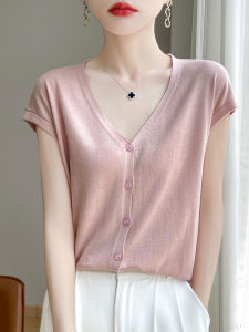 SHEHAN | V-neck Light Casual Commuter Style T-shirt Blouse Short Sleeve