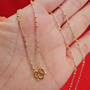 สร้อยคอทองสองกษัตริย์ลายไข่ปลา 3 เม็ด ความยาว 18 นิ้ว ชีวิตประจำวัน 2k