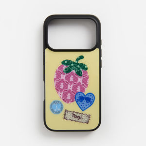 Tagi. Inspire Strawberry Magnetic Phone Case / Shining Blossom Rhinestone Phone Charm iPhone 16 17 Pro/Pro Max