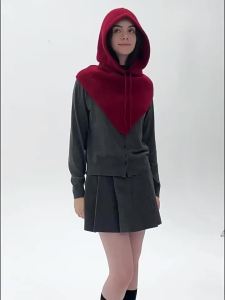Winter Balaclava Hat Scarf for Women Knitted Hooded Caps Outdoor Warm One-Piece Neck Collar Beanies Hats for Girls