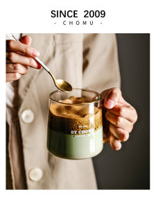 Large Capacity Coffee Cup American Style High Aesthetic Value Glass Mug Womens Transparent Handle Office Milk Cup