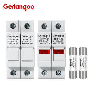 One Set 2P DC Fuse Holder 10*38mm High Voltage Solar PV 1100V 6A-32A Base Photovoltaic System Protection Protector gpV