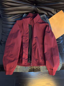 LIUBU | Wine Red Deconstructed Mens Short Jacket Autumn Spring Windproof Waterproof Breathable Utility Jacket