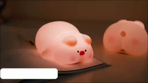Kids Birthday Gift Cute Piggy Touch Silicone Night LightLED Charging Bedside Lamp