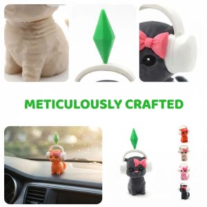 Cute Plumbob Dancing Cat Car Accessory The Sims Inspired Cat Figurine Ornament Creative Dashboard Decor For Car Interior & Desk