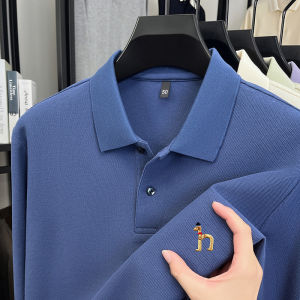 Original Brand Mens Polo Shirt 100 Cotton Lapel Dog Embroider Long Sleeve T-Shirt Autumn New Business Casual Handsome Menswear