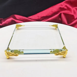 Modern Simplicity Crystal Glass Base Jadeite Mineral Crystal Jewelry Buddha Display Stand Desktop Craft Figurine Base Home Decor