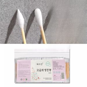 Double-Headed Bamboo Cotton Swabs Cosmetic Makeup Remover Ear Cleaning Disposable round Head Bamboo Wood Cotton Sticks