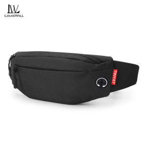 LouisWill Sport Waist Pack Cross Body Bag Pouch Bag Casual Chest Bag Men Fashion Shoulder Bag Waist Belt Bag Waterproof Oxford Cloth with Headphone Hole for Travel Outdoor