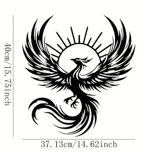 CIFbuy | CIFBUY Metal Wall Art Sun Phoenix Iron Craft 2D Flat Noble Bird Gorgeous Sunlight Living Room Garden Balcony Housewarming Gift E