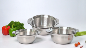 Set Rổ Chậu Inox 304 Cao Cấp 2 Món Kuchen SW 021 3 Sáng Bóng Chống Gỉ Size 31cm (Bảo hành 10 năm)