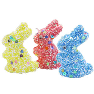 (6pcs/pack) 79 * 53mm Easter Foam Color Sequins Rabbit Cute Fun Foam Decorations Festival Decoration Pendant DIY