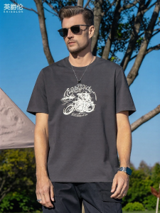 Enjeolon | Heavyweight Long-staple Cotton Retro Motorcycle Print Short Sleeve T-shirt