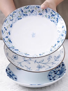 Mino Yaki | Ceramic Underglaze Blue and White Dinner Plates 3 Pieces