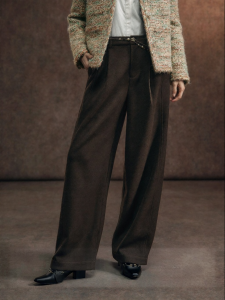 SUSHE | Slim Fit High-Waist Folded Loose Wool Trousers
