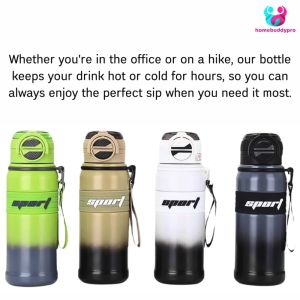 Thermos Stainless Steel Vacuum Insulated Water Bottle 680ml - Keep Hot or Cold 15 Hours BPA-Free Leak-Proof Anti-Slip Base Sport Water Bottle