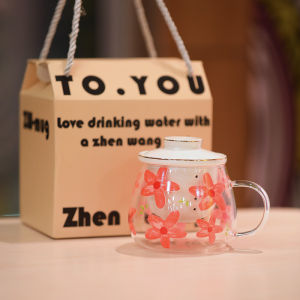 High Borosilicate Glass Tea Water Separation Cup Drinking Glass Filtered Tea Cup Creative Country Style 400ml Capacity for Home