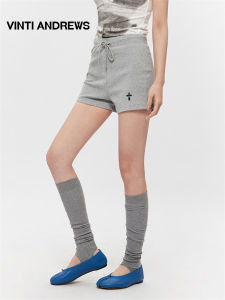 High Waist Slim Fit Grey Drawstring Shorts