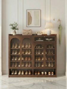 MINGZHIYIFAN | Home Entry Bamboo Shoe Cabinet with Doors Multi-layer Storage