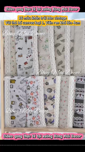 Khăn trải bàn vải canvas VIỀN REN họa tiết nhí phong cách Nhật Bản nhẹ nhàng vintage