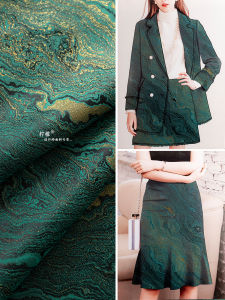 ผ้าทอพื้นดีไซน์ลายภูมิประเทศสีเขียวหม่นทองกลมเก๋ไก๋สไตล์ย้อนยุคสำหรับผู้หญิง ผ้าฝ้ายโพลีเอสเตอร์สำหรับตกแต่งบ้าน