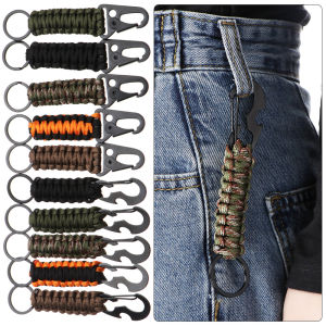 ROLL 1PC EDC Tool Camping Survival Kit Outdoor Carabiner Keyring Rope Keychain Bottle Opener Key Chain Ring