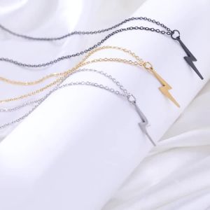 Skyrim Lightning Pendant Necklace Chain Geometric Stainless Steel Simple Necklace for Women Men Party Ornament Jewelry Accessori
