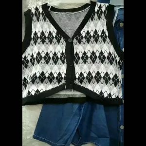 (LOLI-JKT) AT-08 ATASAN ANAK DENIM CARDIGAN RAJUT SIZE 100-140 BAHAN BAGUSS