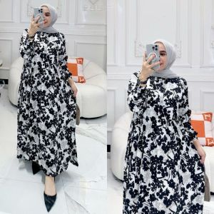 Gamis Dress Setelan Hijab Segi Empat - Gamis Wanita Rayon Diamond Ori Premium - Gamis Set Hijab Kombinasi