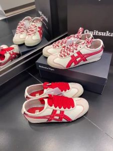 2025 Original Tiger Shoes Classic MEXICO 66 Snake Year Limited Edition Mens and Womens Sports Shoes Neutral Fashion Comfortable Casual Shoes White/Red