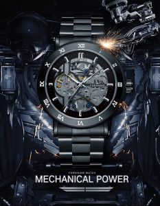 Forsining แฟชั่นรอบนาฬิกาอัตโนมัติหรูหราผู้ชายยอดนิยมโครงกระดูกสแตนเลสกันน้ำนาฬิกาจักรกลอัตโนมัติสำหรับผู้ชาย