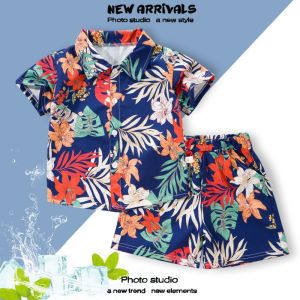 Summer Casual Short Sleeve Childrens Clothing Set Digital Print Girls Clothes Boys Clothes Thin Cotton Polyester Fiber