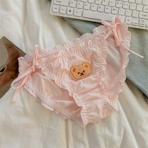 กางเกงชั้นในผู้หญิงผ้าไหมนมปักลายสุดน่ารัก ระบายอากาศได้ดี ทรงสามเหลี่ยม ทรงเอวต่ำ ผ้าไนลอนแห้งเร็ว สำหรับผู้หญิงวัยรุ่น