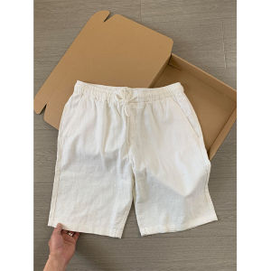 Quần Short Vải Lanh Nam Mùa Hè Mỏng Thoáng Khí Rộng Rãi Ống Đứng Quần Dài Năm Điểm Phong Cách Mỹ Giản Dị Cotton Nguyên Chất