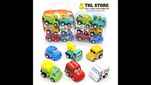 Xe đồ chơi cho bé bộ 6 xe mini chạy cót nhiều màu sắc cho bé - TKL STORE