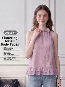 LIDIA | Ruffled Lace Purple Youthful Halter Top