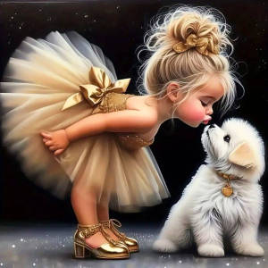 Huacan Kids Dog Diamond Painting Kit Chân Dung Động Vật Khảm Toàn Bộ Diện Tích Dán Hình vuông/Hình Tròn Kim Cương Trang Trí Cross Stitch Art