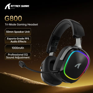 ATTACK SHARK | ATTACK SHARK G800 Gaming Headset Bluetooth and 2.4GHz Wireless or Wired 1000mAh Battery 50mm Drivers Aluminum Alloy Frame