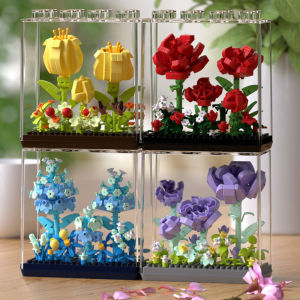 Qimeng Fun Microgranules Rose Eternal Flower Building Block Ornament Assembly Kit Gift for Girls 7323-26