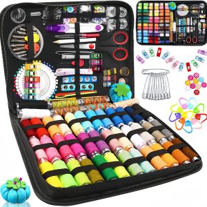 Sewing Kit Complete Set with Threads Needles Scissors Tape Measure Buttons and More for DIY Handcraft Projects Home and Travel
