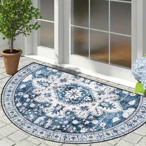 VIKAMA Bohemian Half-Circle Rug Indoor/Outdoor Entrance Anti-Slip Doormat Bedroom Kitchen & Hallway Floor Mat Home Decor