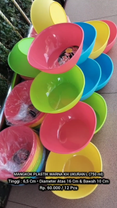 12 Pcs Mangkuk / Mangkok Plastik Warna Aneka Ukuran