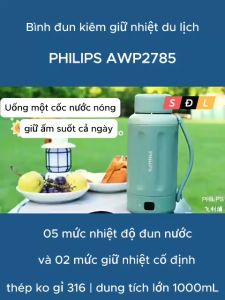 Bình đun nước kiêm giữ nhiệt 1180mL Philips AWP2785 SUS316 có tay cầm dễ dàng mang theo bên người