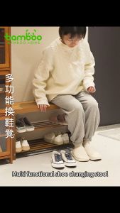 Bamboo Shoe Rack Rak Kasut Shoe Stool Benches Shoe Home  Shoe Cabinet Storage Stool 换鞋凳