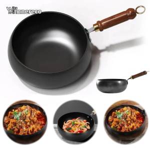 Big Belly Wok Non-Stick Cooking Iron Pot Store Home Use Stir-Fry Pan No Coating Traditional Style ﻿