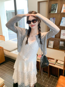 Korean Style Lace Edge Off-white V-neck Irregular Short Dress