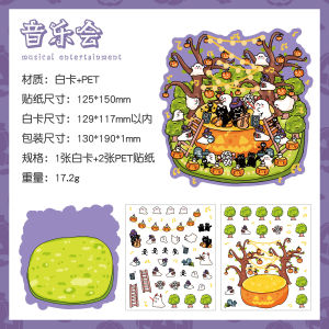 Kawaii Halloween Concert  3D Candy Shop Landscape Sticker  DIY  Pocket Cabin  Scene festival  holiday Childrens Toys gifts ﻿