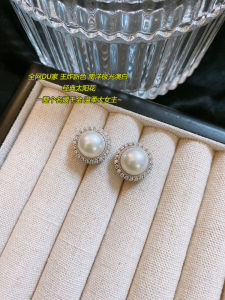 Classic Sunflower 925 Silver Pearl Stud Earrings Womens French Vintage Luxury Diamond Embedded Ear Jewelry Fashion Accessories